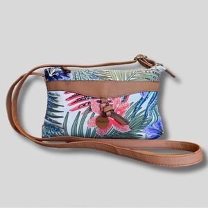 Rosetti Tropical Print Canvas Crossbody Bag